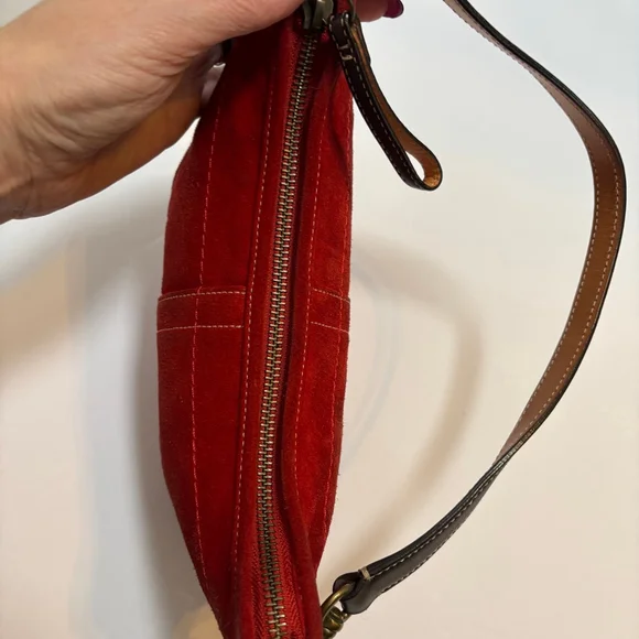 Vintage Coach 4284 Red Suede Soho Hobo Shoulder Bag 2004 Y2K Era Rare Colorway - Picture 9 of 12